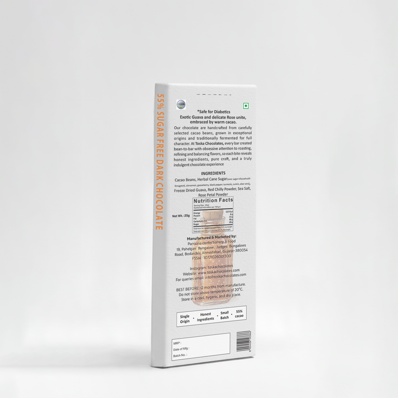 Guava Raga | Spiced Guava with hint of Rose | 55% Dark Chocolate | Sugar Free