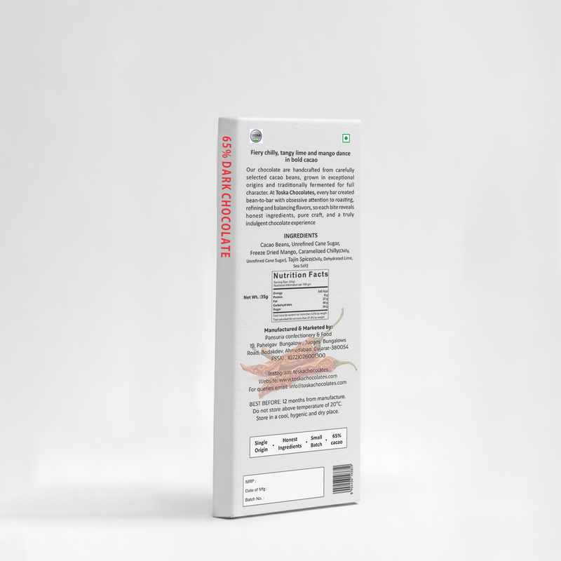 The Sunset Bar | Mango, Caramelized Cilly with Tajin Spice | 65% Dark Chocolate